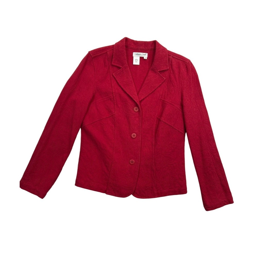 Coldwater Creek Jacket Blazer Womens Small Red‎ Cotton Christmas Valentines